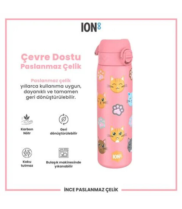 Ion8 OneTouch Paslanmaz &Ccedil;elik Suluk (600 ml) // Kediler