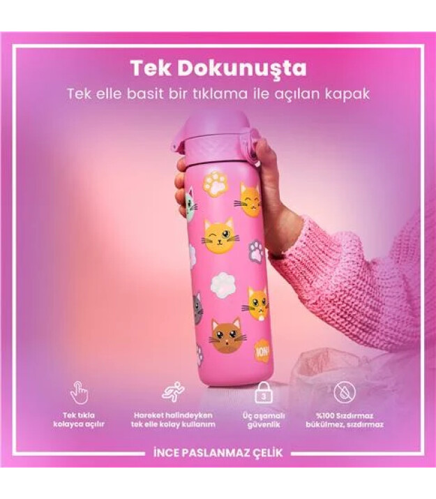 Ion8 OneTouch Paslanmaz &Ccedil;elik Suluk (600 ml) // Kediler