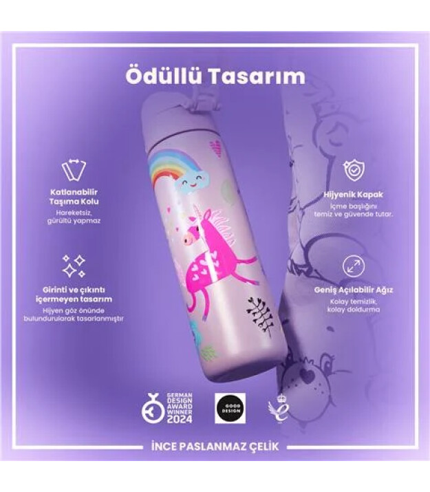 Ion8 OneTouch Paslanmaz &Ccedil;elik Suluk (600 ml) // Unicorn