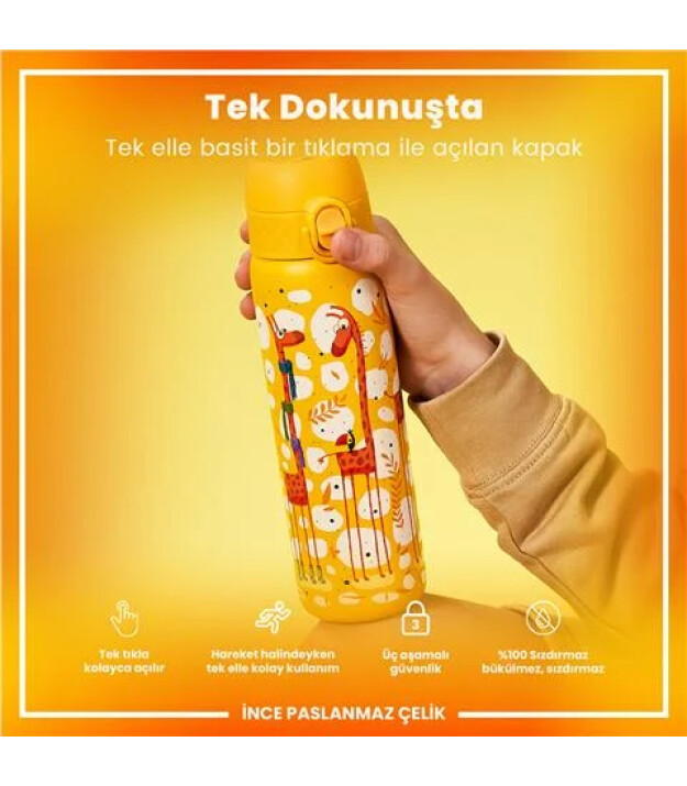 Ion8 OneTouch Paslanmaz &Ccedil;elik Suluk (600 ml) // Z&uuml;rafalar