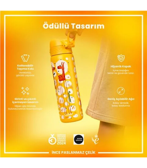 Ion8 OneTouch Paslanmaz &Ccedil;elik Suluk (600 ml) // Z&uuml;rafalar