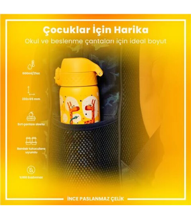 Ion8 OneTouch Paslanmaz &Ccedil;elik Suluk (600 ml) // Z&uuml;rafalar