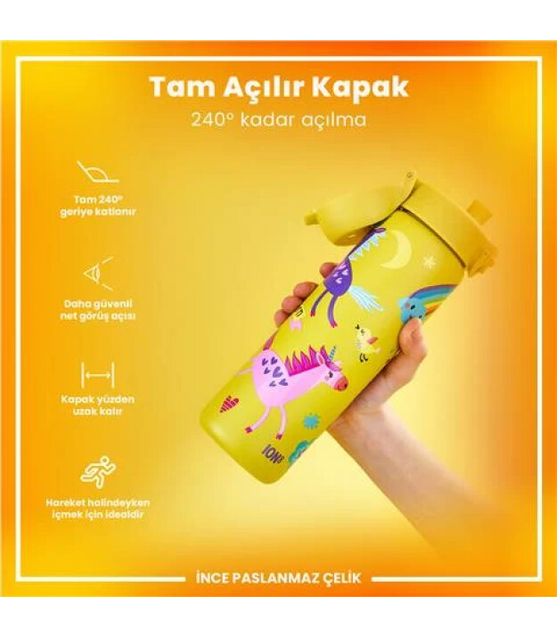 Ion8 OneTouch Paslanmaz &Ccedil;elik Suluk (600 ml) // Sarı Unicorn