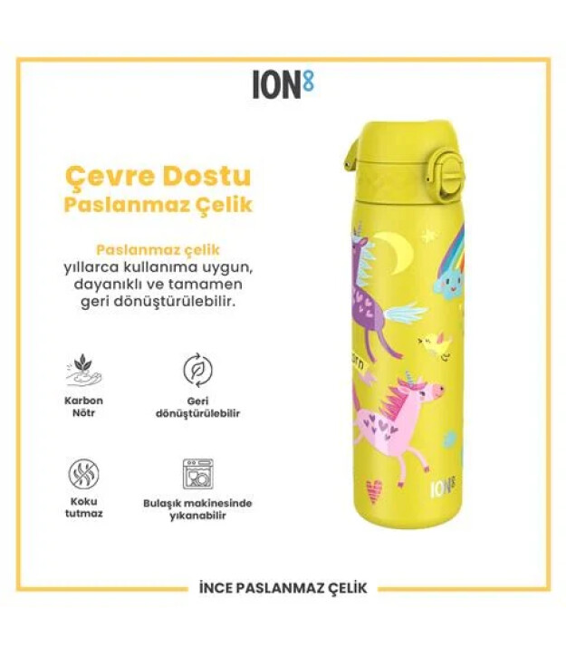 Ion8 OneTouch Paslanmaz &Ccedil;elik Suluk (600 ml) // Sarı Unicorn
