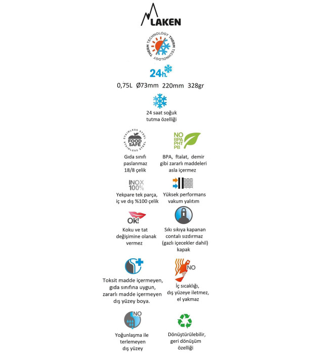 Laken Summit Çelik Termos Pipetli Suluk (750 ml) // Red