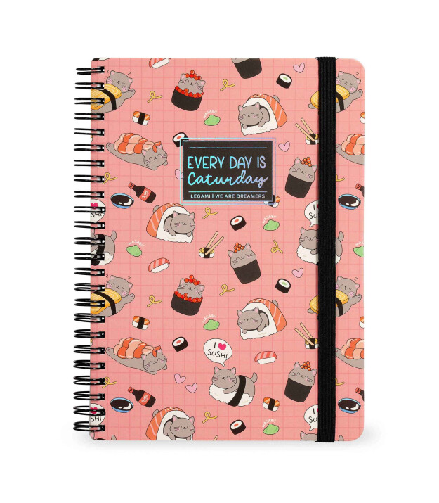 Legami &Ccedil;izgili Spiral Ciltli Defter - Max // Sushi Kedi