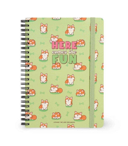 Legami Çizgili Spiral Ciltli Defter - Büyük // Corgi