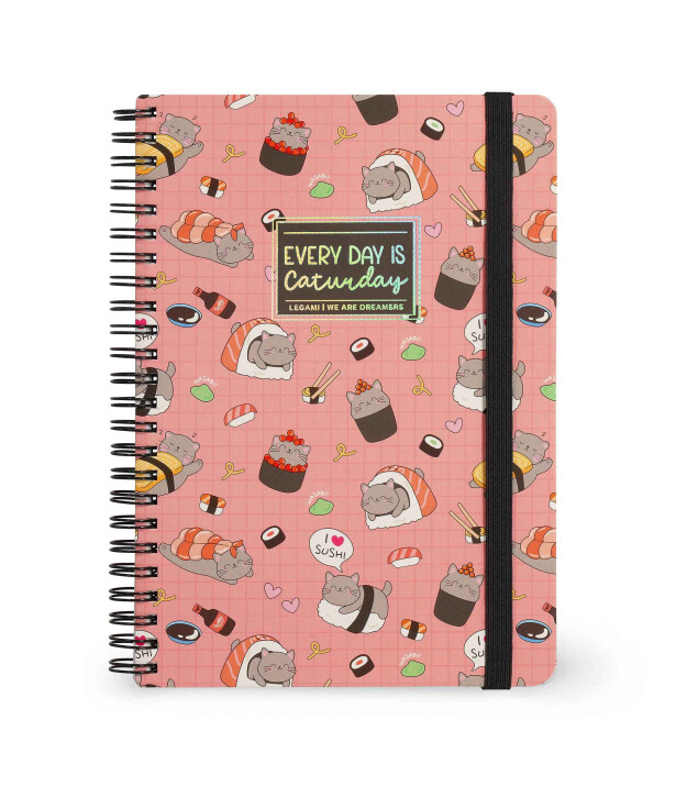 Legami &Ccedil;izgili Spiral Ciltli Defter - B&uuml;y&uuml;k // Sushi Kedi