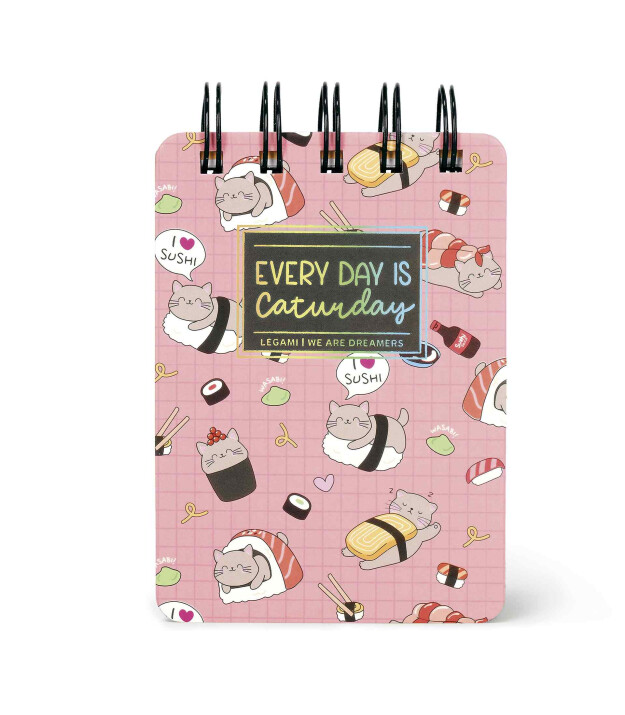 Legami &Ccedil;izgili Spiral Ciltli Defter - Mini // Sushi Kedi