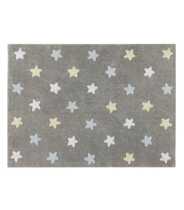Lorena Canals STARS Tricolor Halı Gri/ Mavi-Beyaz-Sarı