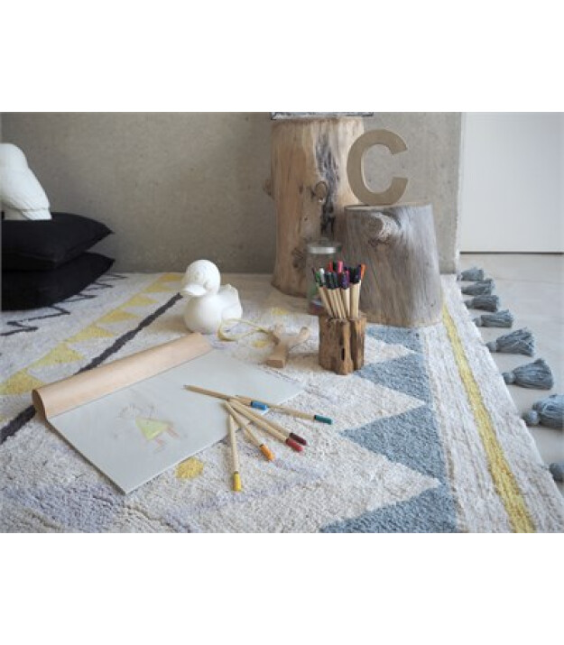 Lorena Canals Azteca Halı // Natural Vintage Mavi (120x160cm)