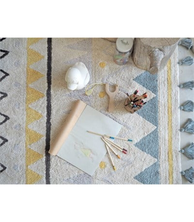 Lorena Canals Azteca Halı // Natural Vintage Mavi (120x160cm)