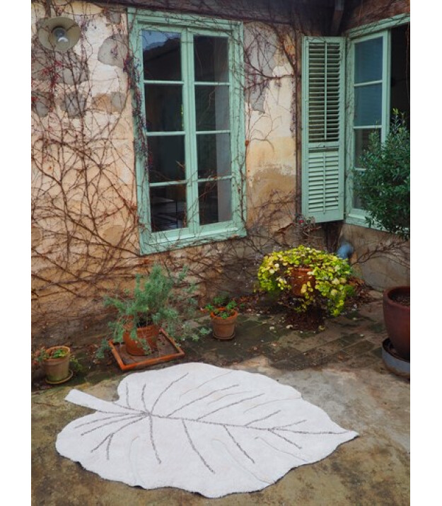 Lorena Canals Monstera Yaprak Desenli Halı // Naturel (120x180cm)