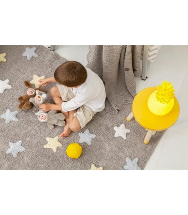 Lorena Canals STARS Tricolor Halı Gri/ Mavi-Beyaz-Sarı