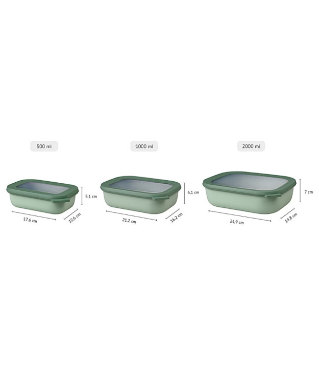Mepal Set Cirqula Rectangular (500+1000+2000 ml) // Nordic Sage