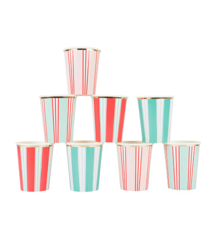 Meri Meri Parti Bardak // Çizgili Varaklı