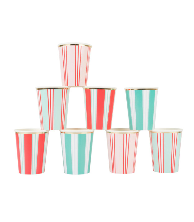 Meri Meri Parti Bardak // Çizgili Varaklı