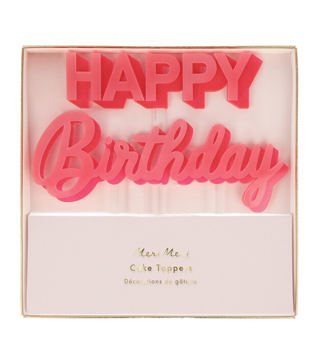 Meri Meri Parti Pasta Süs // Happy Birthday Pembe