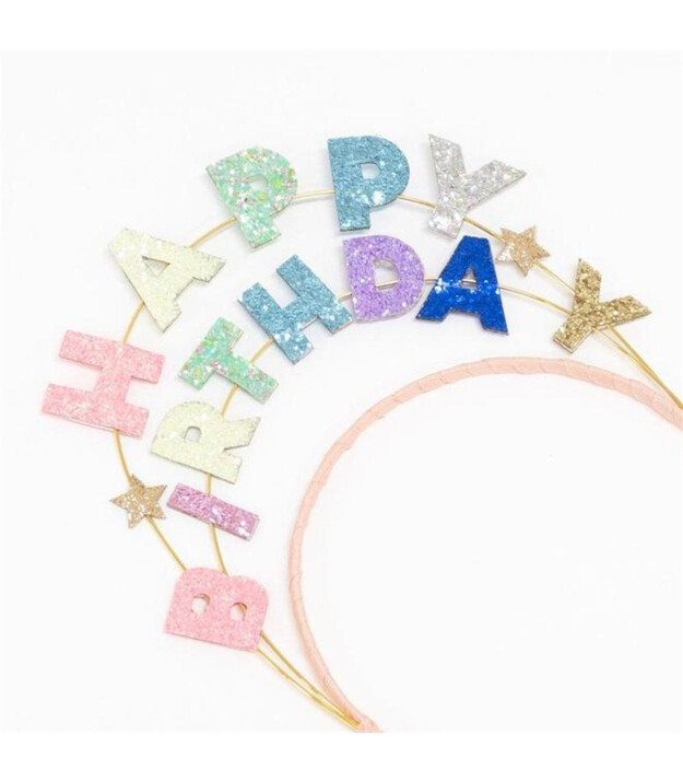 Meri Meri - Happy Birthday Glitter Headband - Simli Happy Birthday Taç