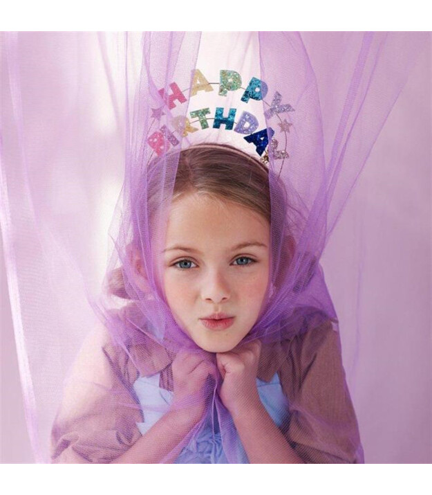 Meri Meri - Happy Birthday Glitter Headband - Simli Happy Birthday Taç