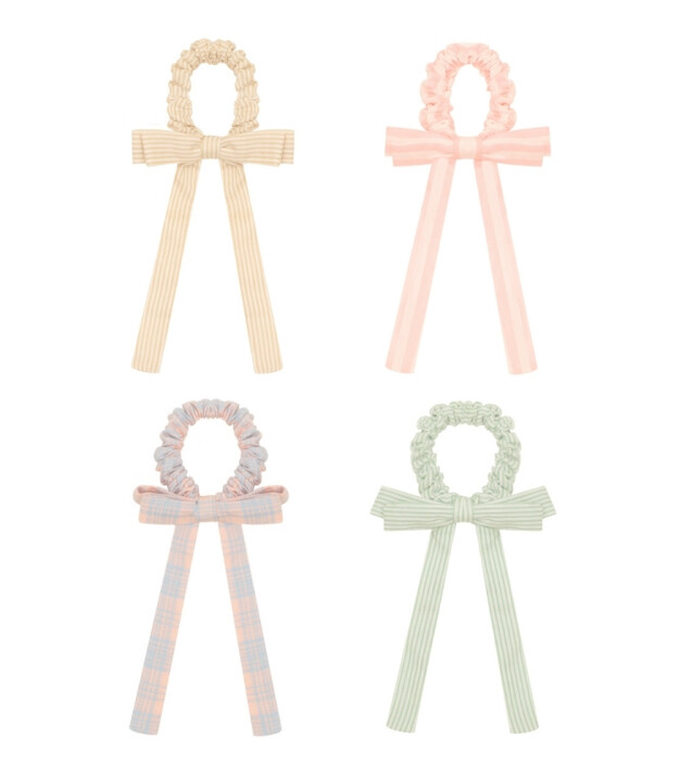 Mimi & Lula Lastik Saç Toka Set (4 Adet) // Summer Stripes Bow