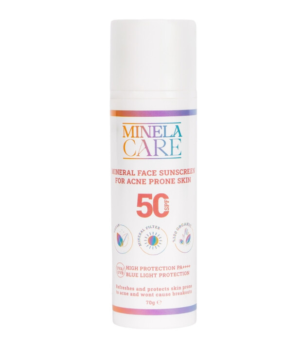 Minela Care 100% Organik Mineral Filtreli Akneye Meyilli Ciltler için Güneş Kremi (50 SPF)
