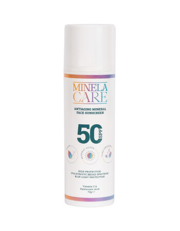 Minela Care 100% Organik Mineral Filtreli Leke ve Yaşlanma Karşıtı Yüz Güneş Kremi (50 SPF)