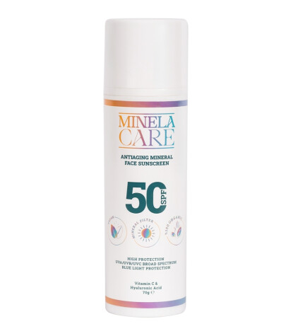 Minela Care 100% Organik Mineral Filtreli Leke ve Yaşlanma Karşıtı Yüz Güneş Kremi (50 SPF)