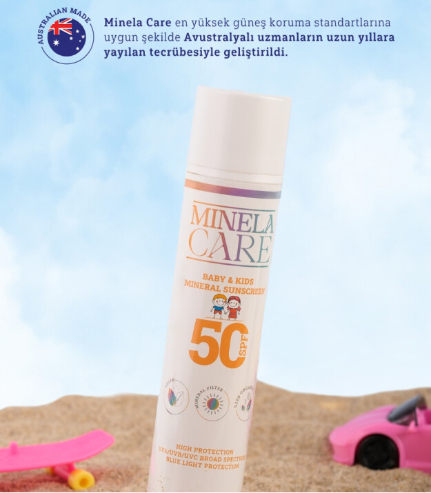 Minela Care 100% Organik Mineral Filtreli Bebek ve Çocuk Güneş Kremi (50 SPF)