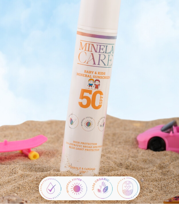 Minela Care 100% Organik Mineral Filtreli Bebek ve Çocuk Güneş Kremi (50 SPF)