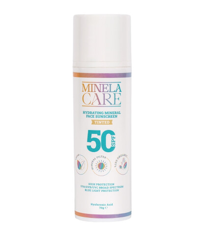 Minela Care 100% Organik Mineral Filtreli Nemlendirici Tinted Yüz Güneş Kremi (50 SPF)