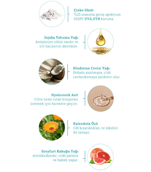 Minela Care 100% Organik Mineral Filtreli Nemlendirici Tinted Yüz Güneş Kremi (50 SPF)