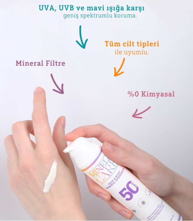 Minela Care 100% Organik Mineral Filtreli Yüz ve Vücut Güneş Kremi (50 SPF)