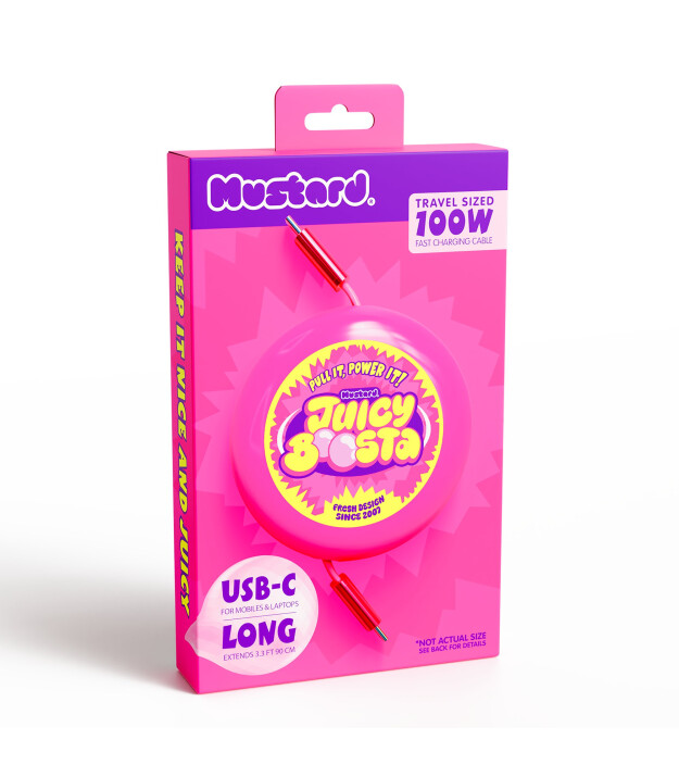 Mustard Juicy Boosta Hızlı Şarj Kablosu // Pembe