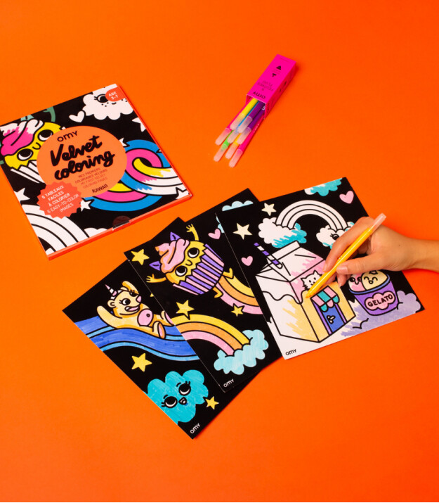 OMY Velvet Coloring Kadife Boya Kartları // Kawaii