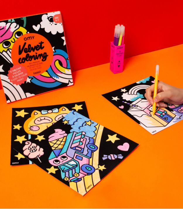 OMY Velvet Coloring Kadife Boya Kartları // Kawaii
