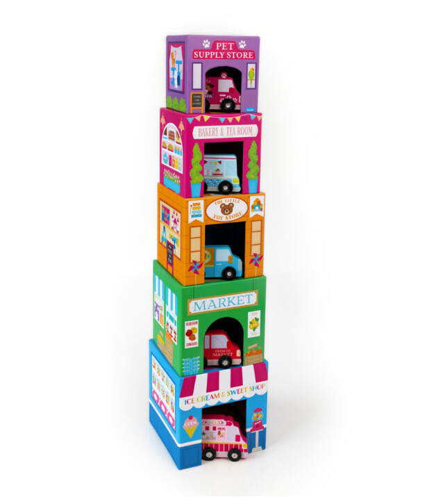 Ooly Stackables Karton Blok Oyun Seti // Rainbow Town