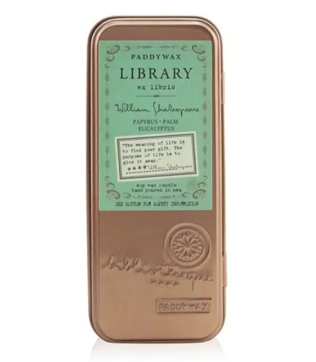 Paddywax Library Metal Kutu Mum // William Shakespeare 56 gr - 2 Fitil