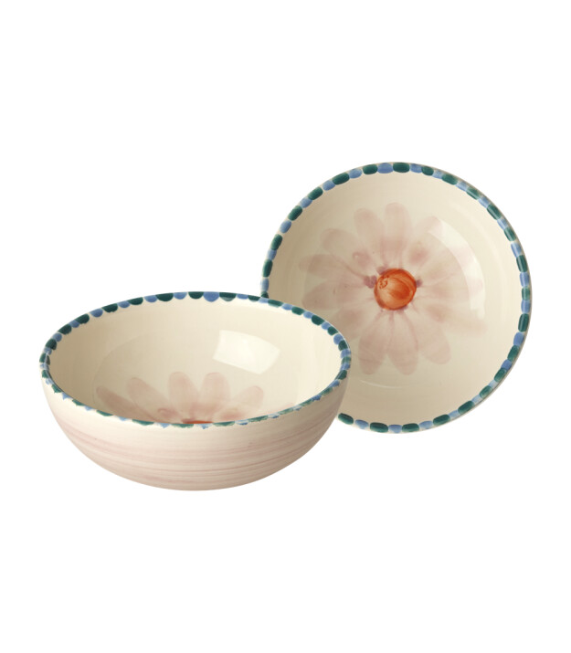 Rice El Yapımı Seramik Kase - Pembe &Ccedil;i&ccedil;ek