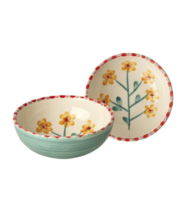 Rice El Yapımı Seramik Kase - Sarı &Ccedil;i&ccedil;ek