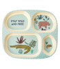 Rice Kids Melamin Bölmeli Tabak // Blue Jungle Animals