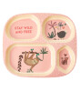 Rice Kids Melamin Bölmeli Tabak // Pink Jungle Animals