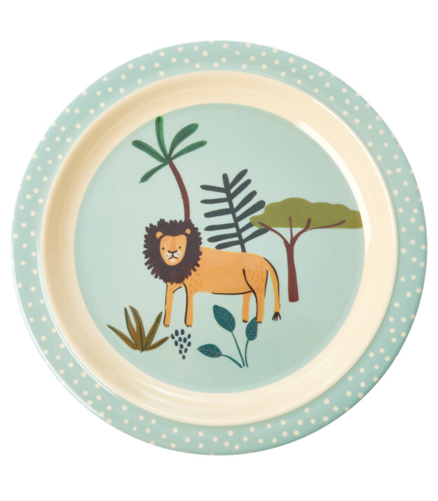 Rice Kids Çocuk Yemek Tabağı // Blue All Over Jungle Animals