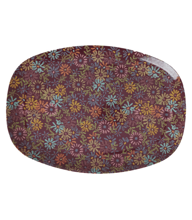 Rice Melamin Dikdörtgen Tepsi Tabak // Wild Vintage Flower