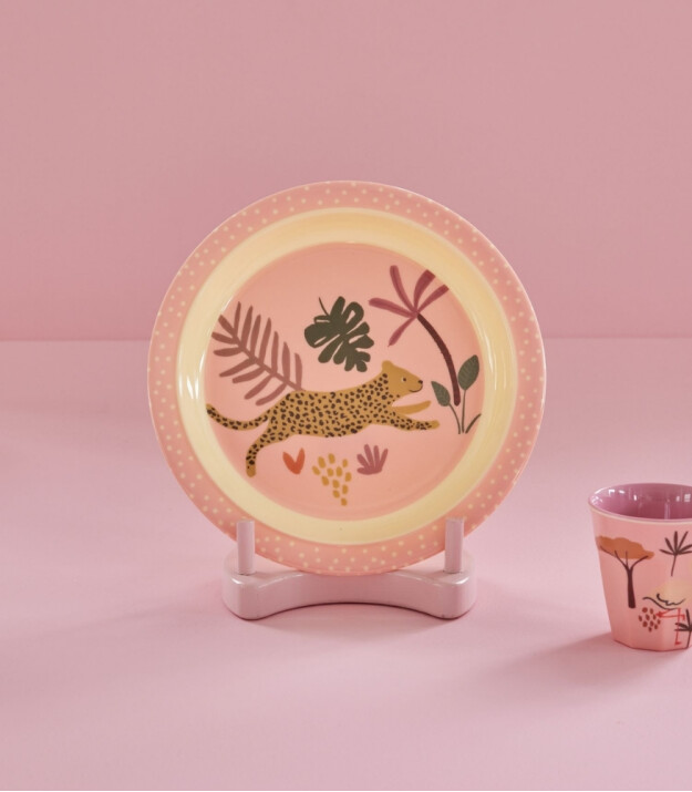 Rice Kids &Ccedil;ocuk Yemek Tabağı // Pink Jungle Animals
