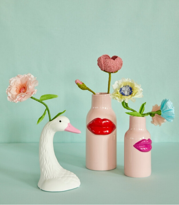 Rice Seramik Lips Vazo (L) // Pink - Red