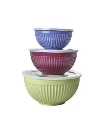 Rice Seramik Kase Set // Green & Aubergine & Lavender