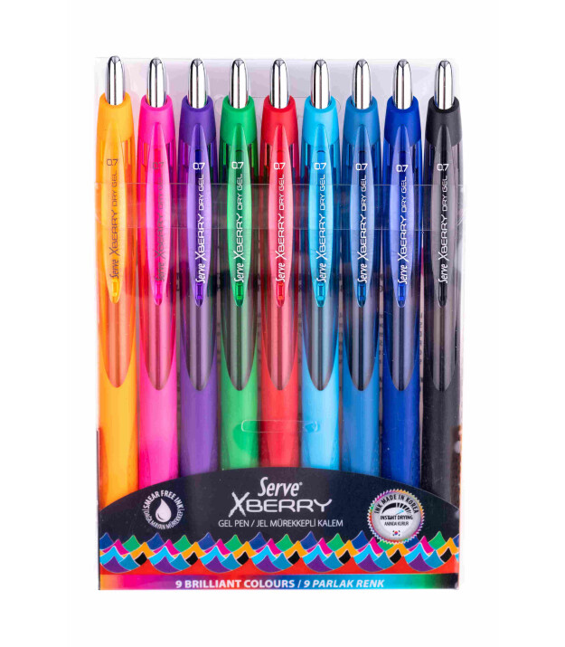 Serve x Berry Jel Kalem Yuvarlak Uç 9 Adet (0.7 mm)