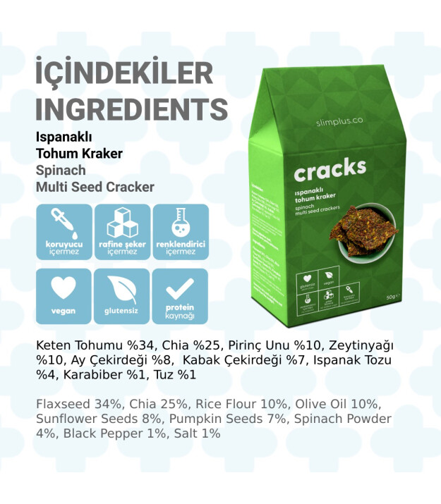 SlimPlus Co Gl&uuml;tensiz Cracks Atıştırmalık // Ispanaklı