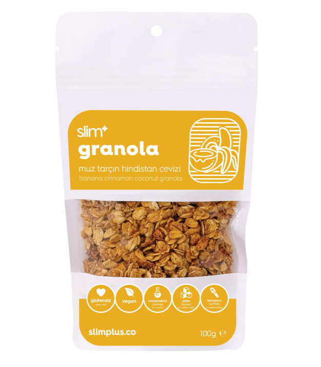 SlimPlus Co Glütensiz Granola (100 g) // Muz & Tarçın & Hindistan Cevizi
